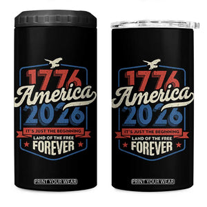 America 250th Anniversary 1776 to 2026 4 in 1 Can Cooler Tumbler Land Of The Free Patriotic Gift TS02 One Size: 16 oz Black Print Your Wear