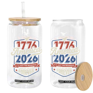 America 250th Anniversary 1776 to 2026 Glass Can Land Of The Free Patriotic Gift