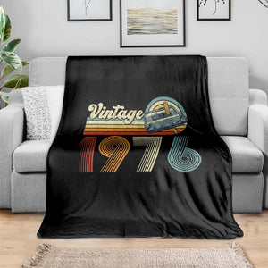 Vintage Sunset 1976 Retro Cassette Throw Blanket Mechanical Dial Tech Nostalgia 50th Birthday TS02 Print Your Wear