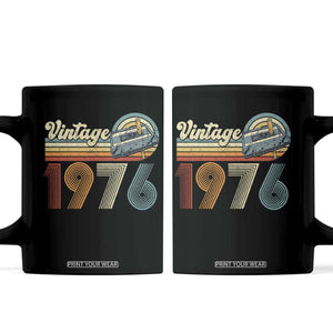 Vintage Sunset 1976 Retro Cassette Coffee Mug Mechanical Dial Tech Nostalgia 50th Birthday
