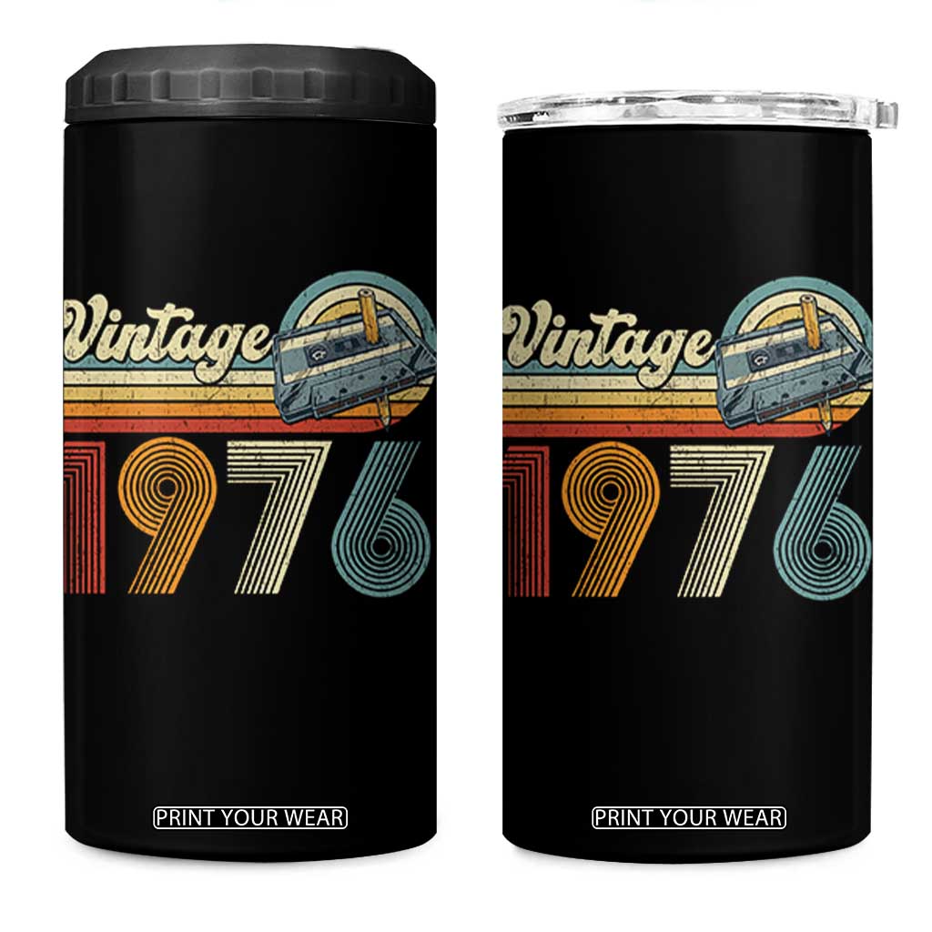 Vintage Sunset 1976 Retro Cassette 4 in 1 Can Cooler Tumbler Mechanical Dial Tech Nostalgia 50th Birthday TS02 One Size: 16 oz Black Print Your Wear