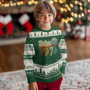 Vintage Sunset 1976 Retro Cassette Ugly Christmas Sweater Mechanical Dial Tech Nostalgia 50th Birthday