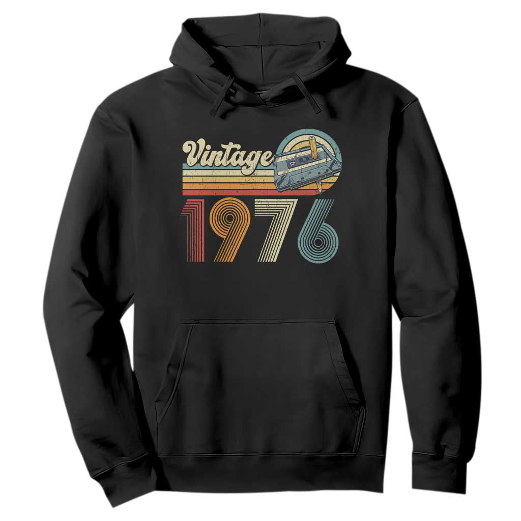 Vintage Sunset 1976 Retro Cassette Hoodie Mechanical Dial Tech Nostalgia 50th Birthday