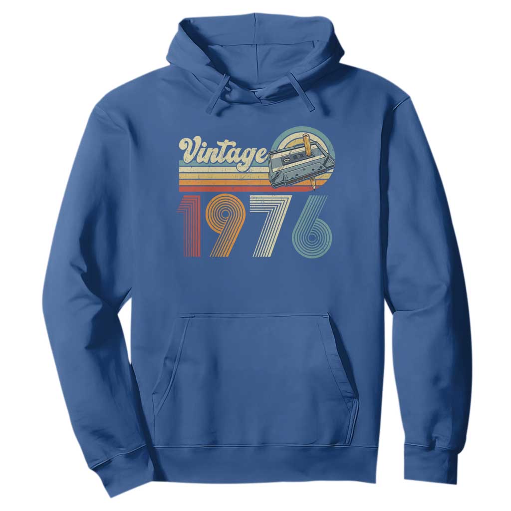 Vintage Sunset 1976 Retro Cassette Hoodie Mechanical Dial Tech Nostalgia 50th Birthday