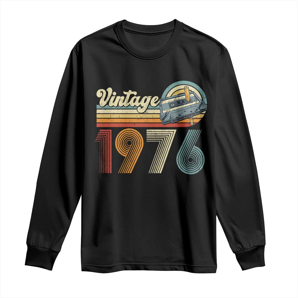 Vintage Sunset 1976 Retro Cassette Long Sleeve Shirt Mechanical Dial Tech Nostalgia 50th Birthday