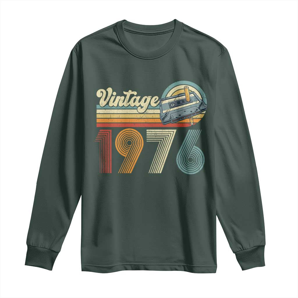 Vintage Sunset 1976 Retro Cassette Long Sleeve Shirt Mechanical Dial Tech Nostalgia 50th Birthday