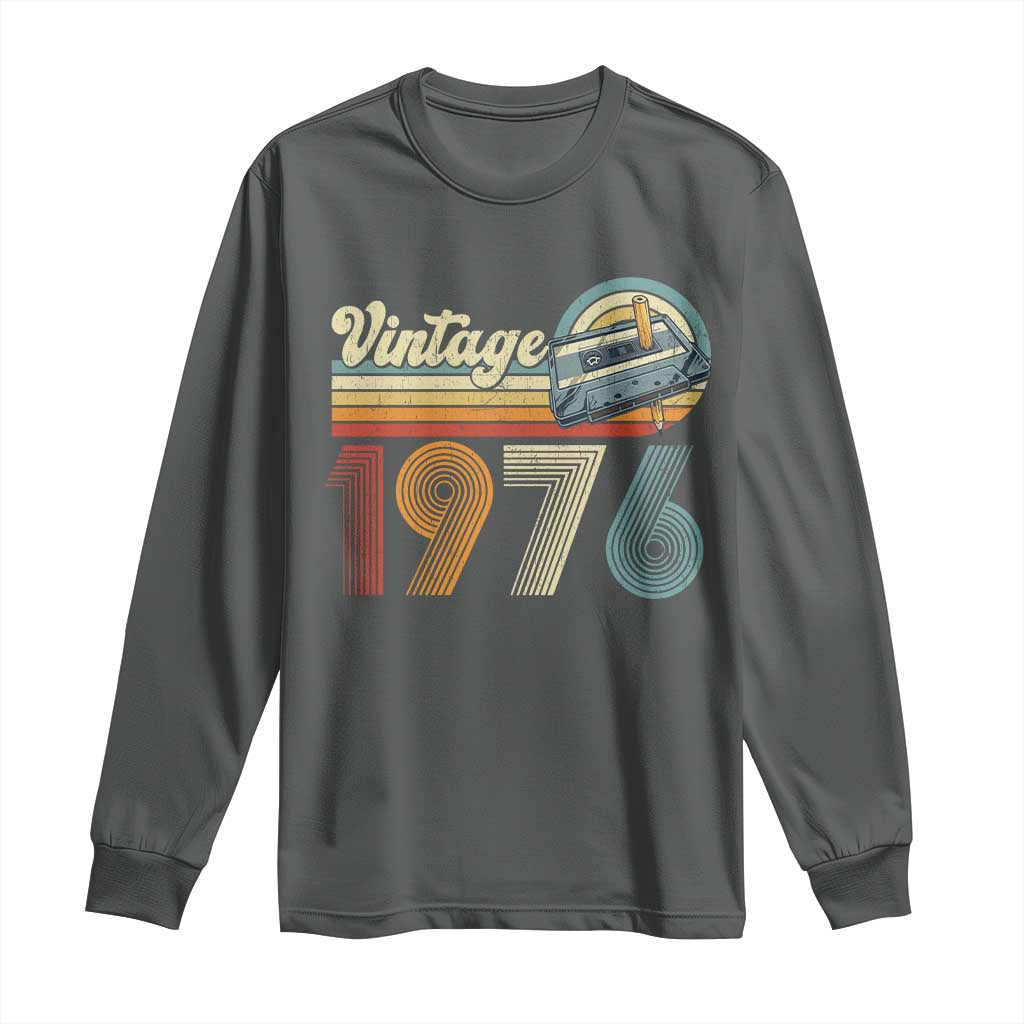Vintage Sunset 1976 Retro Cassette Long Sleeve Shirt Mechanical Dial Tech Nostalgia 50th Birthday