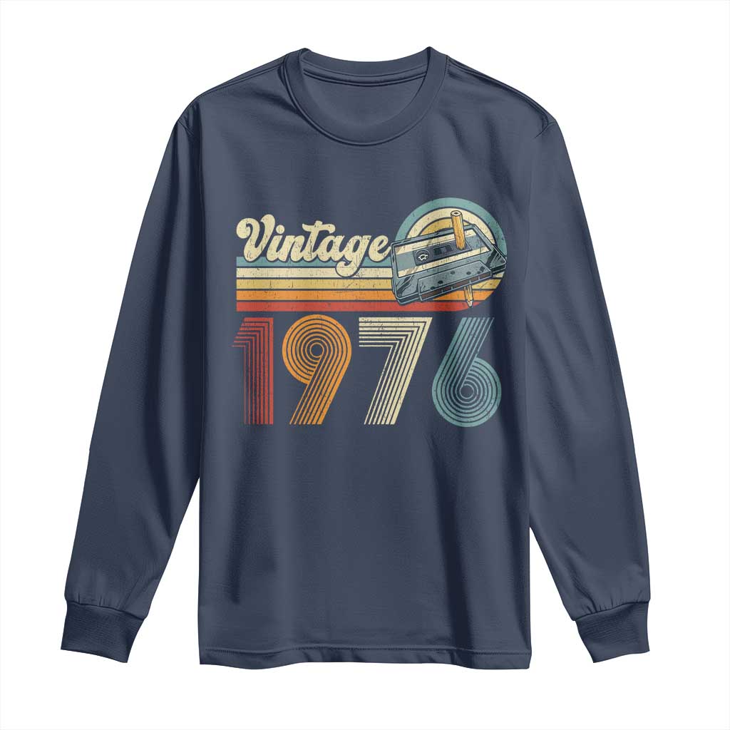 Vintage Sunset 1976 Retro Cassette Long Sleeve Shirt Mechanical Dial Tech Nostalgia 50th Birthday