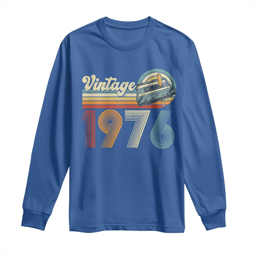 Vintage Sunset 1976 Retro Cassette Long Sleeve Shirt Mechanical Dial Tech Nostalgia 50th Birthday