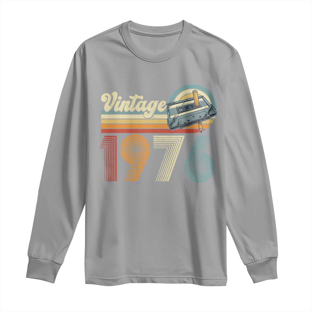 Vintage Sunset 1976 Retro Cassette Long Sleeve Shirt Mechanical Dial Tech Nostalgia 50th Birthday