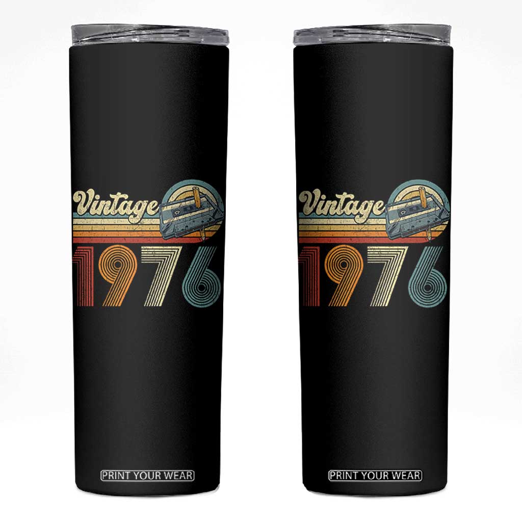 Vintage Sunset 1976 Retro Cassette Skinny Tumbler Mechanical Dial Tech Nostalgia 50th Birthday