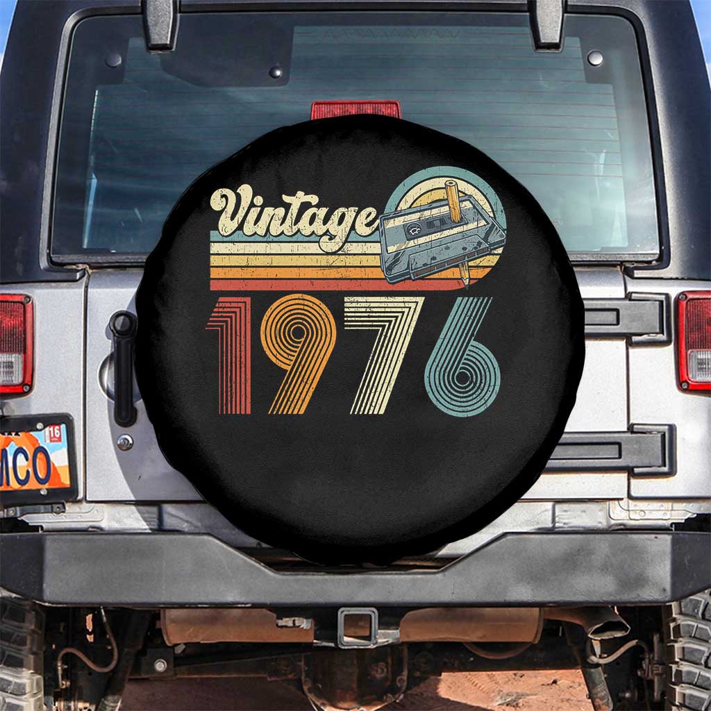 Vintage Sunset 1976 Retro Cassette Spare Tire Cover Mechanical Dial Tech Nostalgia 50th Birthday TS02 No hole Black Print Your Wear