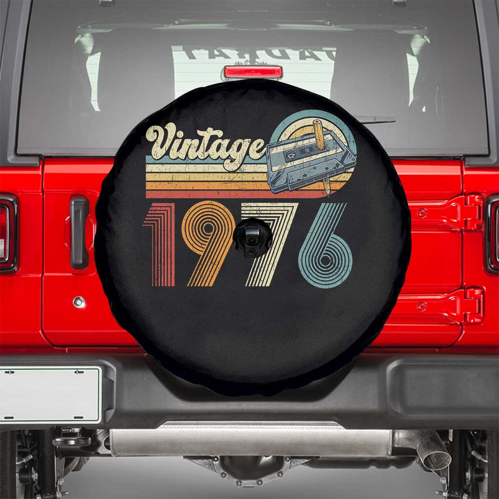 Vintage Sunset 1976 Retro Cassette Spare Tire Cover Mechanical Dial Tech Nostalgia 50th Birthday TS02 Black Print Your Wear