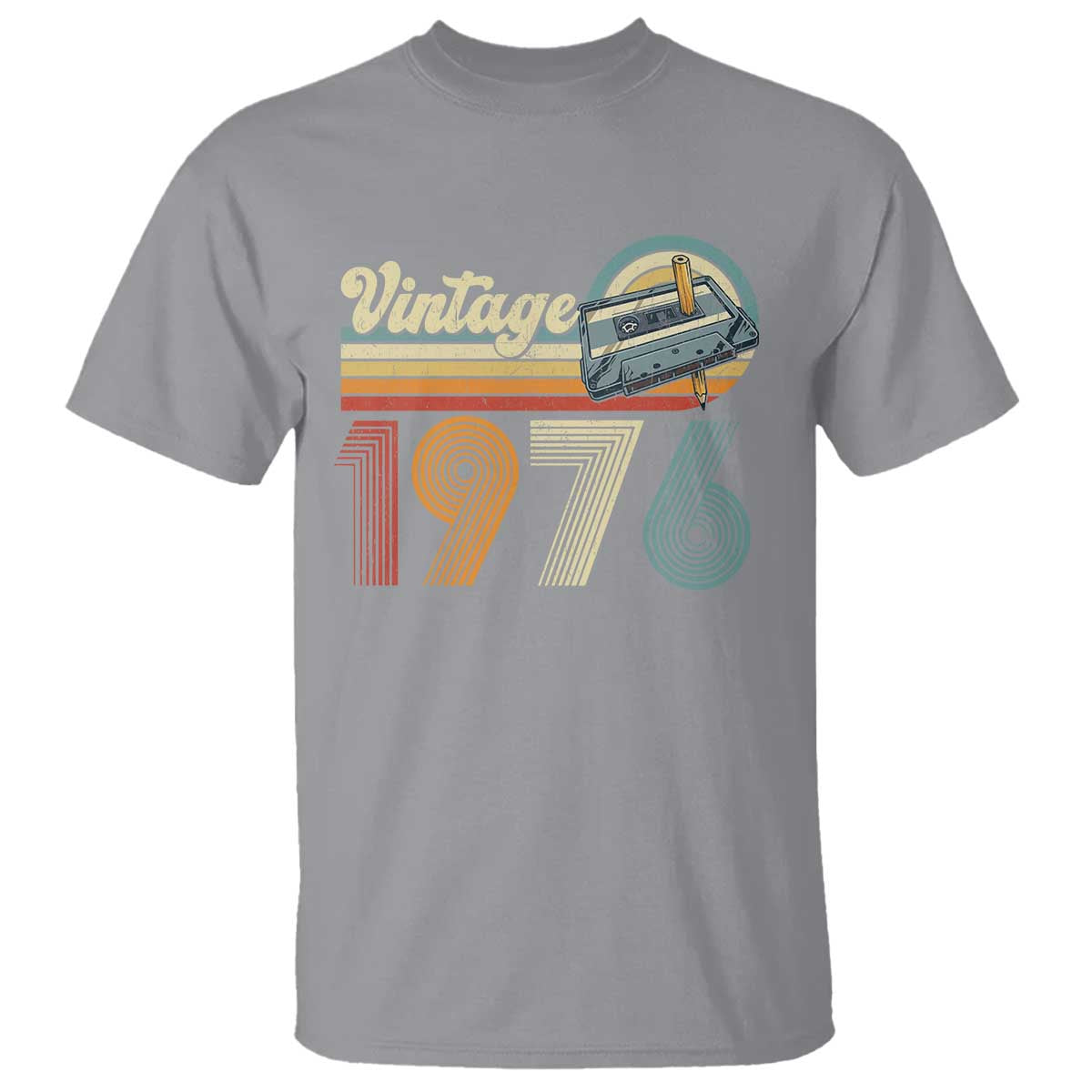 Vintage Sunset 1976 Retro Cassette T Shirt Mechanical Dial Tech Nostalgia 50th Birthday TS02 Sport Gray Print Your Wear