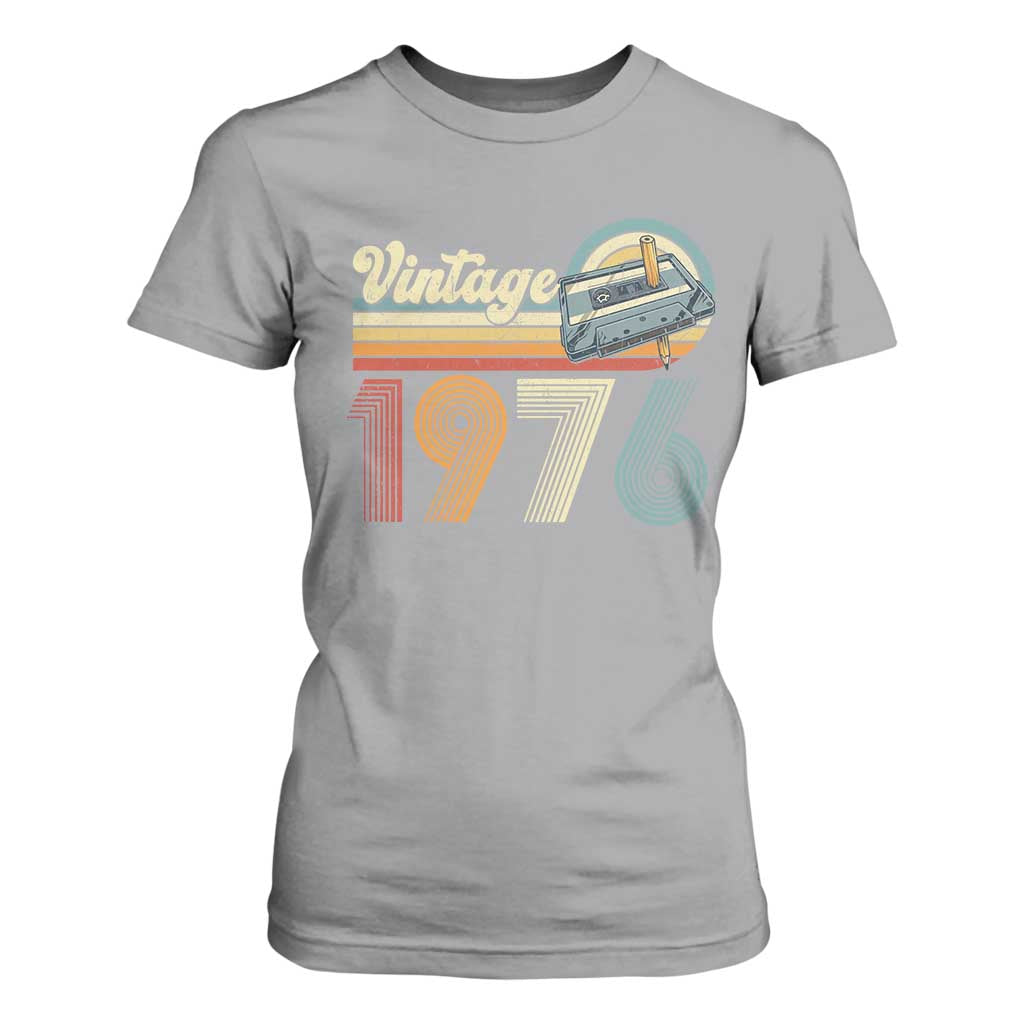 Vintage Sunset 1976 Retro Cassette T Shirt For Women Mechanical Dial Tech Nostalgia 50th Birthday TS02 Sport Gray Print Your Wear