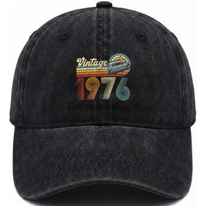 Vintage Sunset 1976 Retro Cassette Washed Cotton Baseball Cap Mechanical Dial Tech Nostalgia 50th Birthday TS02 Print Your Wear