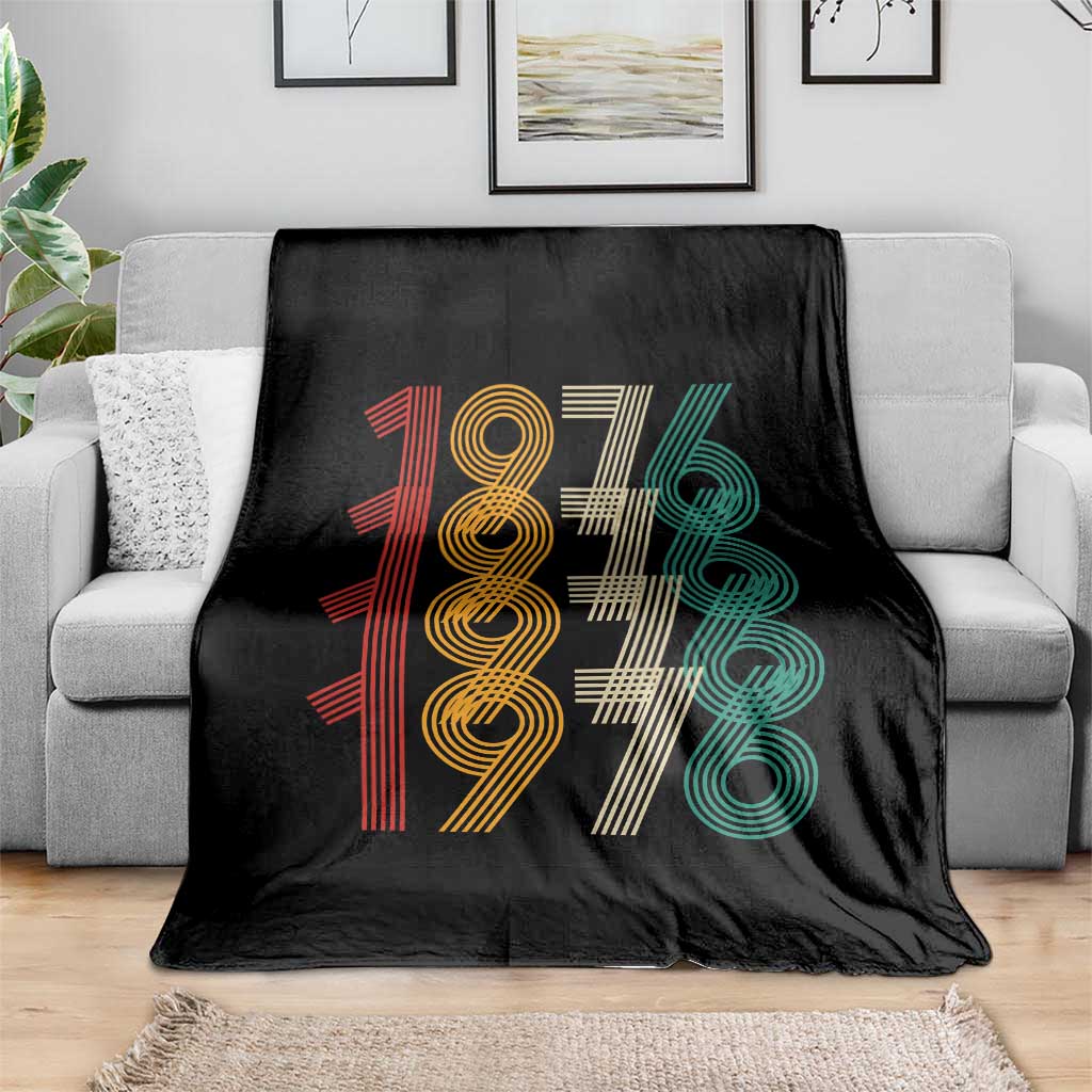 Retro 1976 Multi Line Neon Pop Typography Throw Blanket Vintage 50th Birthday Gift TS02 Print Your Wear