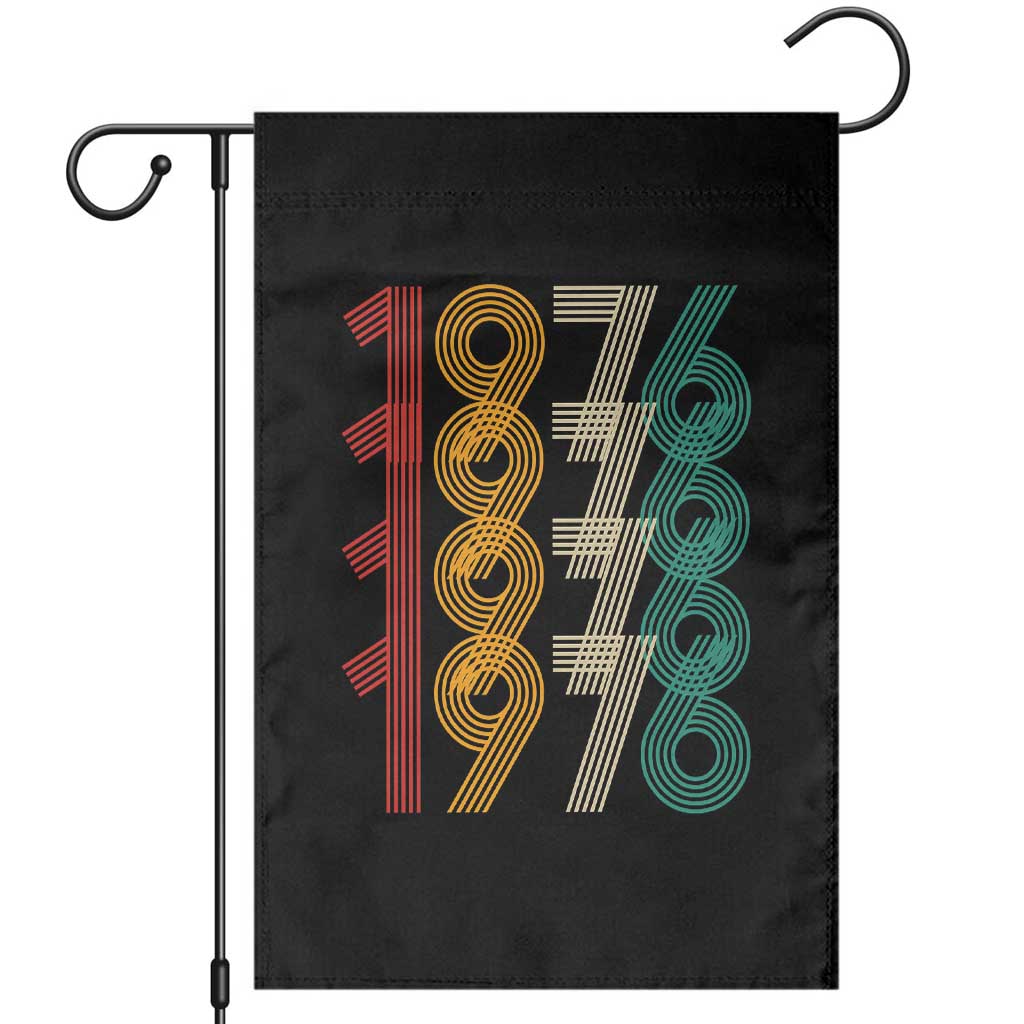 Retro 1976 Multi Line Neon Pop Typography Garden Flag Vintage 50th Birthday Gift TS02 Black Print Your Wear