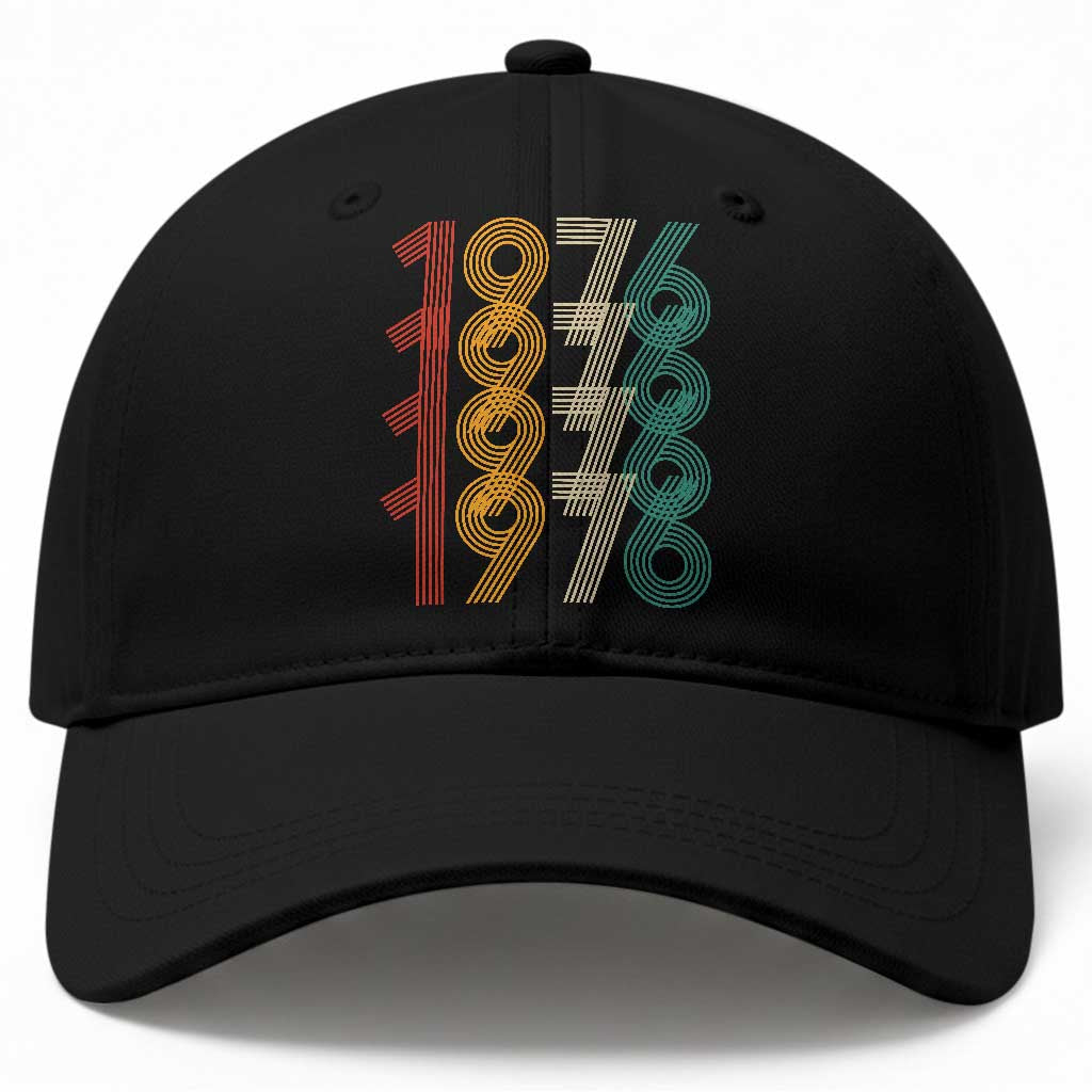 Retro 1976 Multi Line Neon Pop Typography Baseball Cap Vintage 50th Birthday Gift TS02 Print Your Wear