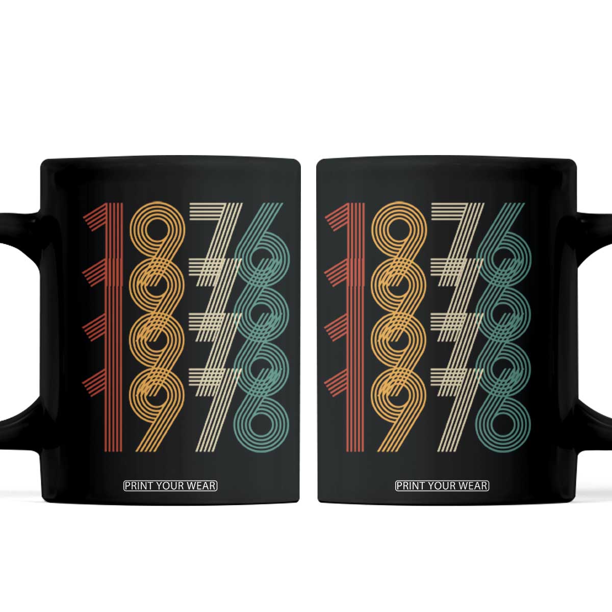 Retro 1976 Multi Line Neon Pop Typography Coffee Mug Vintage 50th Birthday Gift
