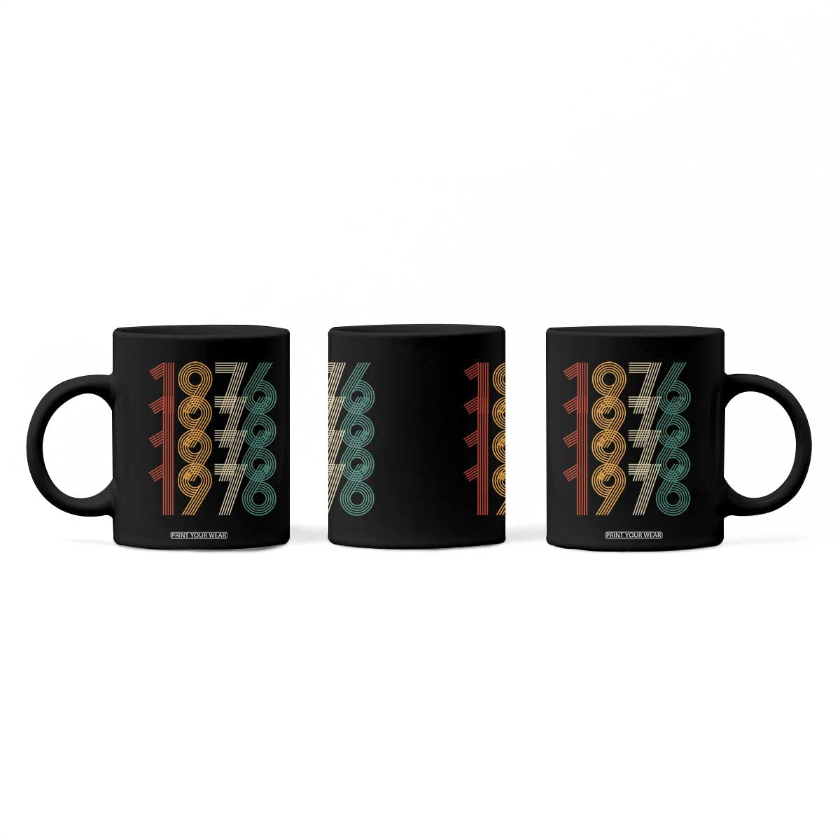 Retro 1976 Multi Line Neon Pop Typography Coffee Mug Vintage 50th Birthday Gift