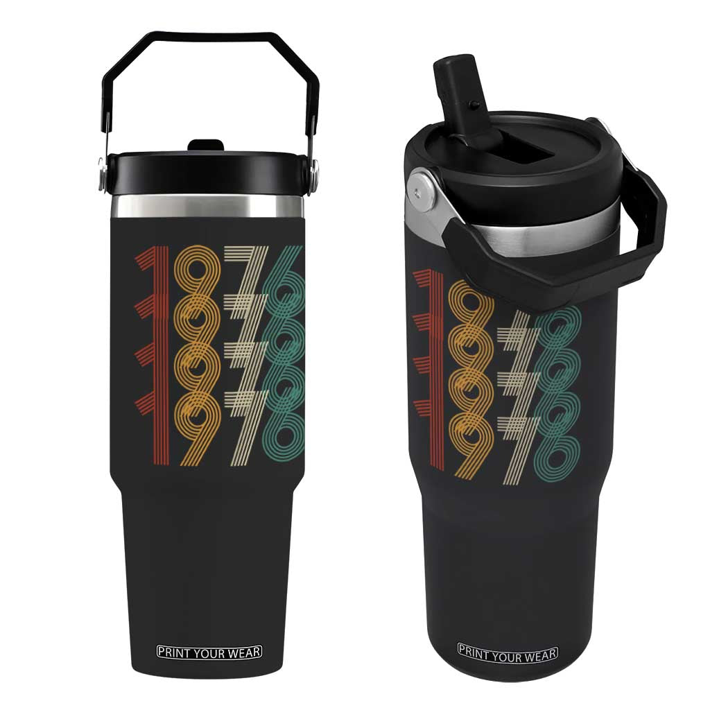 Retro 1976 Multi Line Neon Pop Typography Flip Straw Tumbler Vintage 50th Birthday Gift TS02 One Size: 30 oz Black Print Your Wear