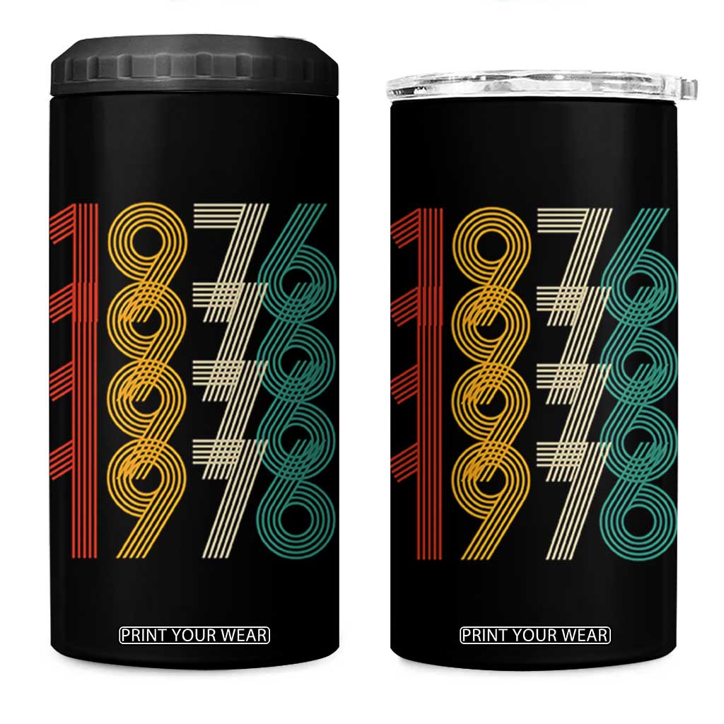 Retro 1976 Multi Line Neon Pop Typography 4 in 1 Can Cooler Tumbler Vintage 50th Birthday Gift TS02 One Size: 16 oz Black Print Your Wear