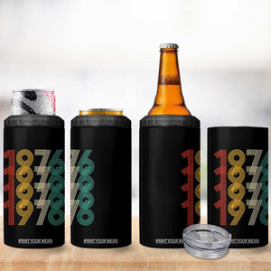 Retro 1976 Multi Line Neon Pop Typography 4 in 1 Can Cooler Tumbler Vintage 50th Birthday Gift TS02 Print Your Wear