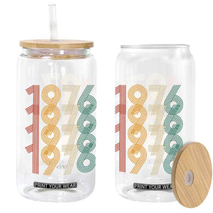 Retro 1976 Multi Line Neon Pop Typography Glass Can Vintage 50th Birthday Gift TS02 Print Your Wear