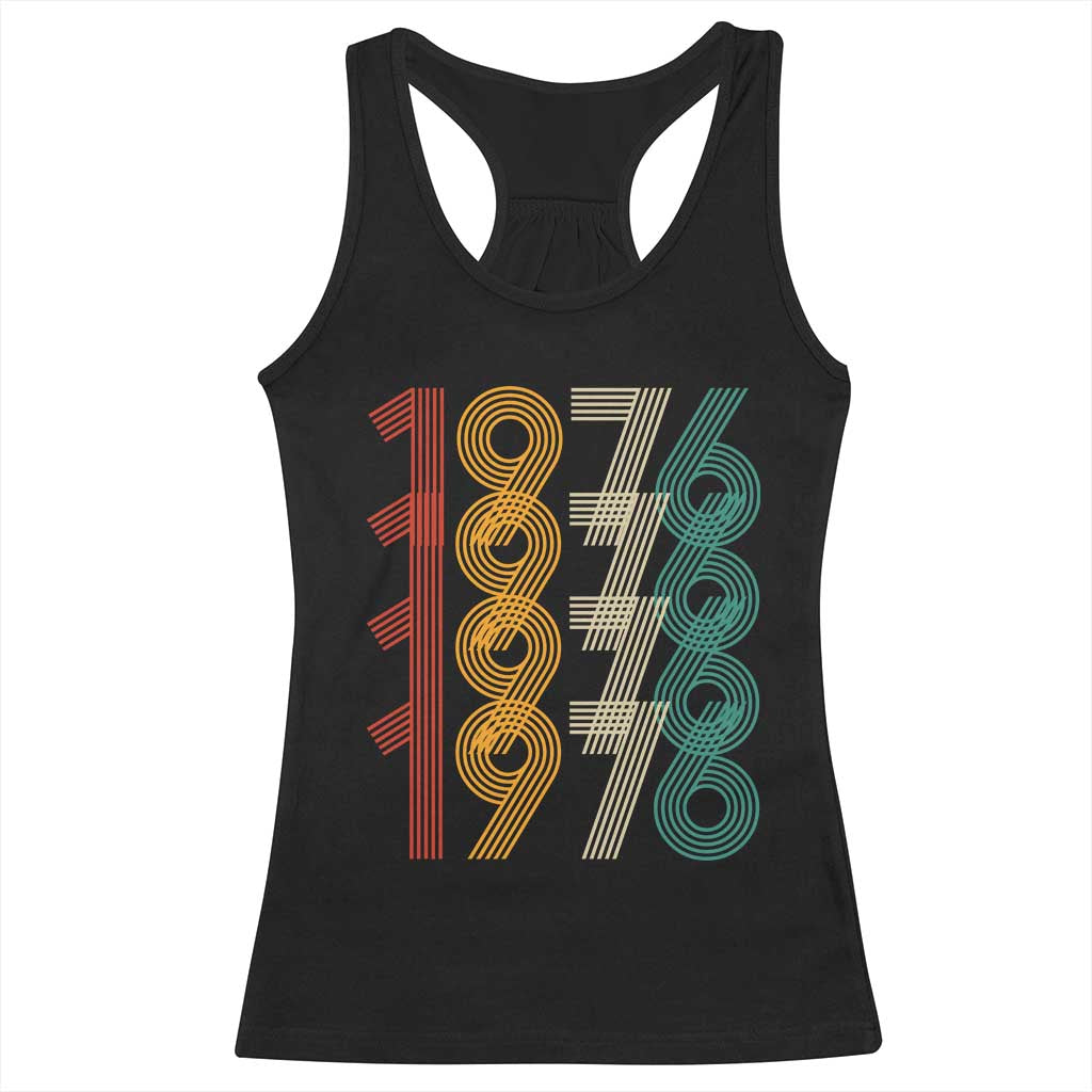 Retro 1976 Multi Line Neon Pop Typography Racerback Tank Top Vintage 50th Birthday Gift TS02 Black Print Your Wear