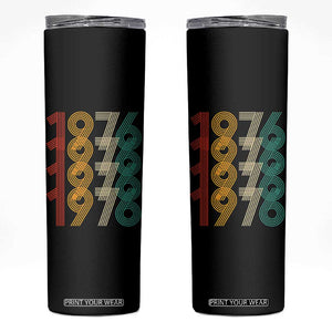 Retro 1976 Multi Line Neon Pop Typography Skinny Tumbler Vintage 50th Birthday Gift TS02 Black Print Your Wear