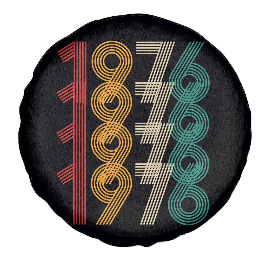 Retro 1976 Multi Line Neon Pop Typography Spare Tire Cover Vintage 50th Birthday Gift TS02 Print Your Wear