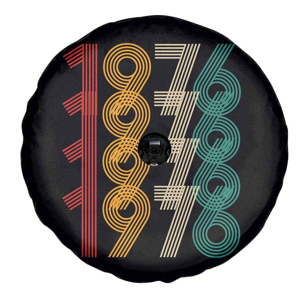 Retro 1976 Multi Line Neon Pop Typography Spare Tire Cover Vintage 50th Birthday Gift TS02 Print Your Wear