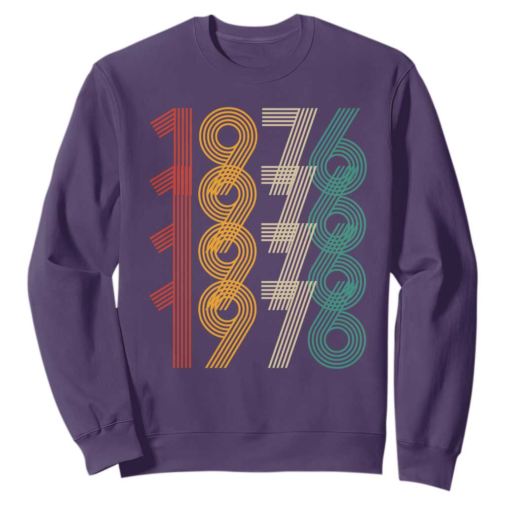 Retro 1976 Multi Line Neon Pop Typography Sweatshirt Vintage 50th Birthday Gift