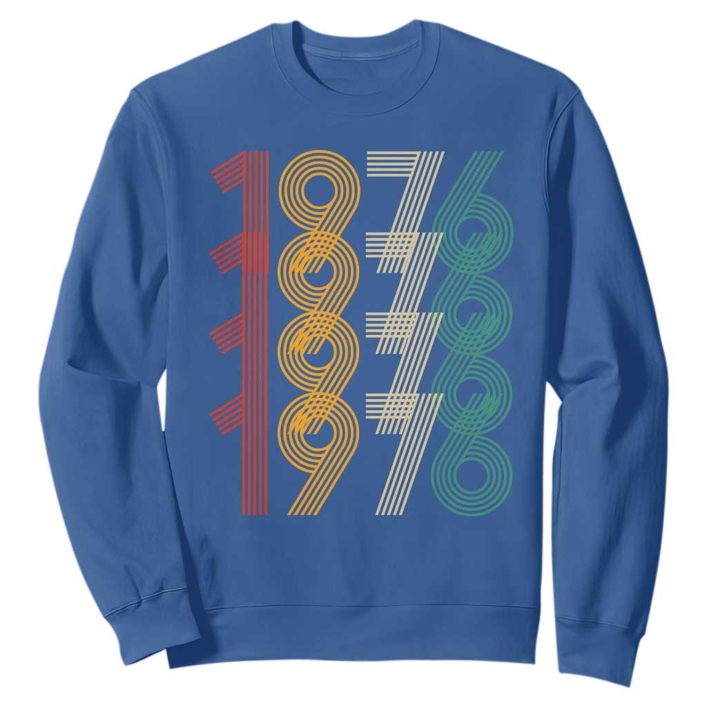Retro 1976 Multi Line Neon Pop Typography Sweatshirt Vintage 50th Birthday Gift