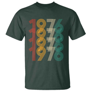 Retro 1976 Multi Line Neon Pop Typography T Shirt Vintage 50th Birthday Gift TS02 Dark Forest Green Print Your Wear