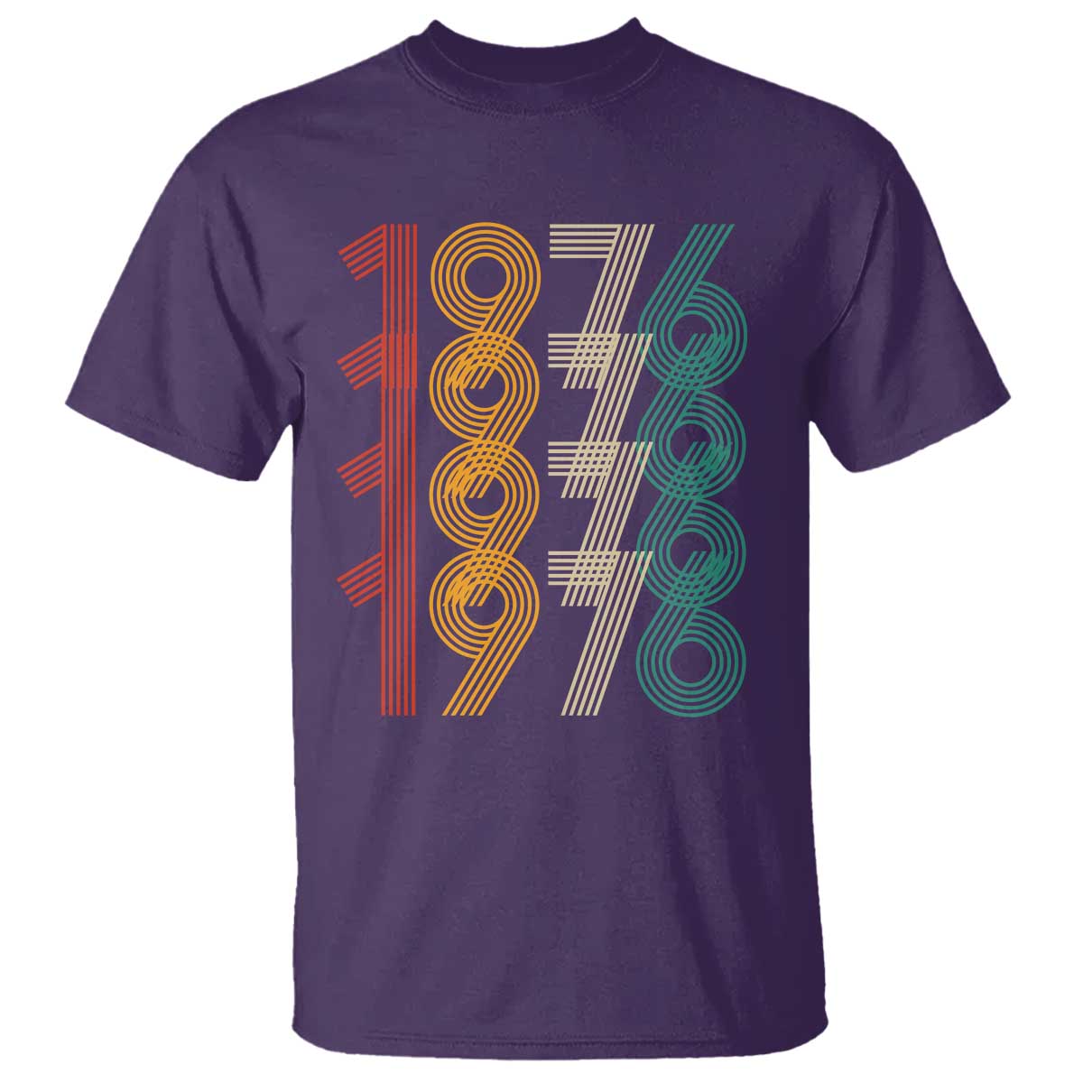 Retro 1976 Multi Line Neon Pop Typography T Shirt Vintage 50th Birthday Gift TS02 Purple Print Your Wear