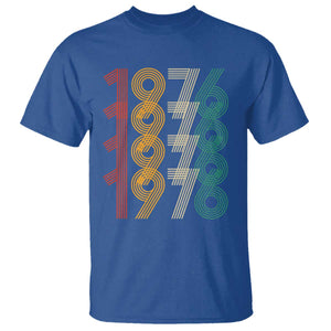 Retro 1976 Multi Line Neon Pop Typography T Shirt Vintage 50th Birthday Gift TS02 Royal Blue Print Your Wear