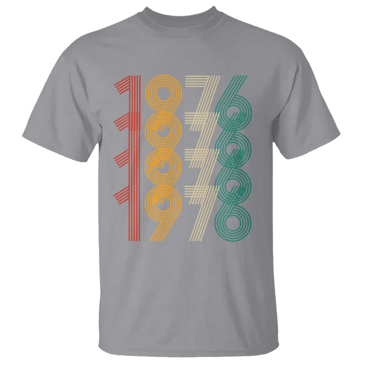 Retro 1976 Multi Line Neon Pop Typography T Shirt Vintage 50th Birthday Gift TS02 Sport Gray Print Your Wear