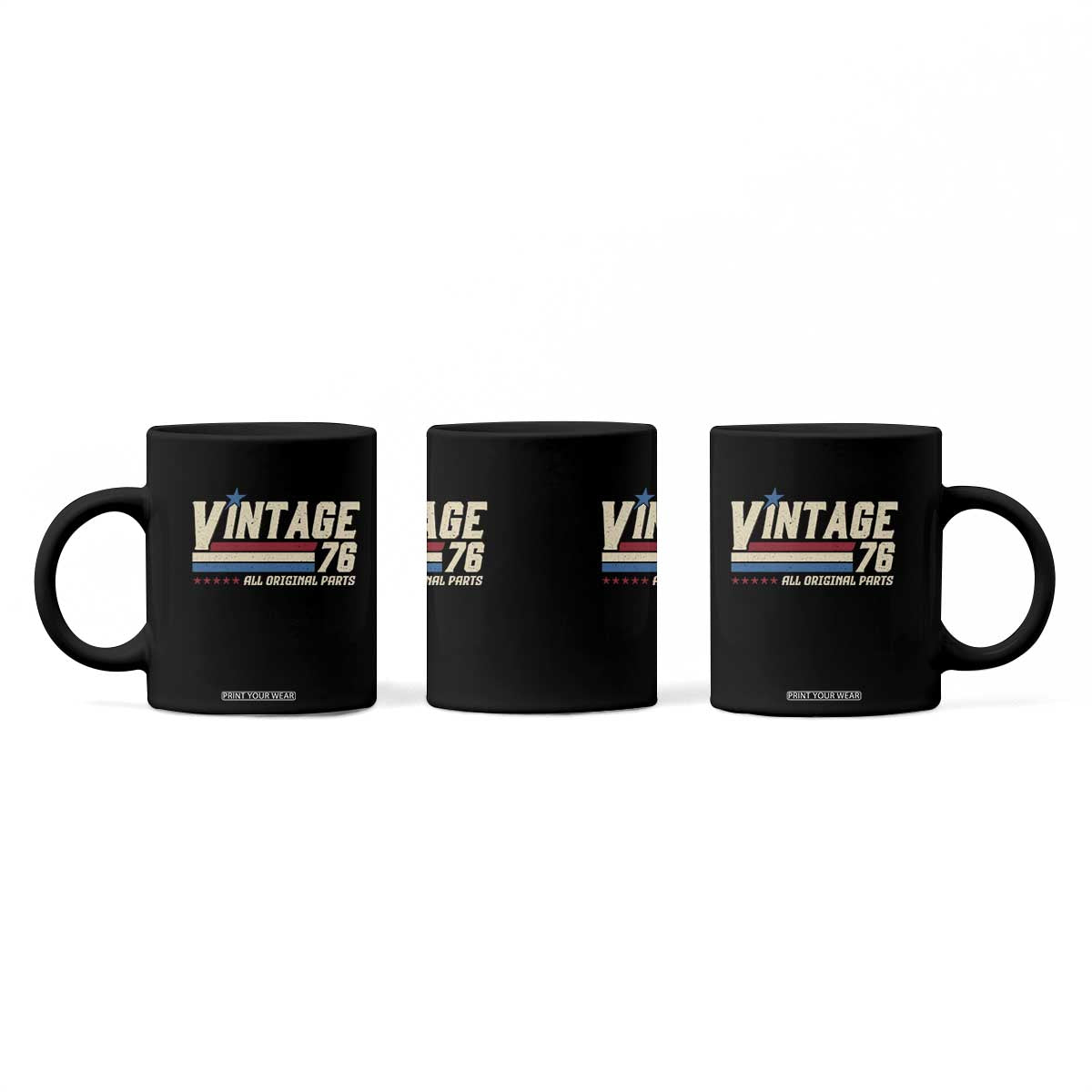 Vintage 76 All Original Parts Coffee Mug Retro Stripe Patriotic 50th Birthday TS02 Print Your Wear