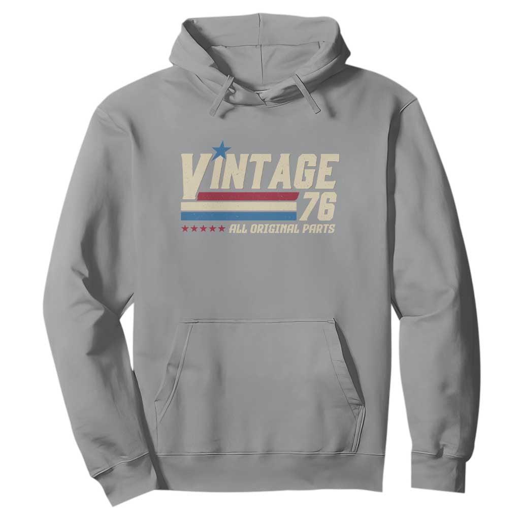 Vintage 76 All Original Parts Hoodie Retro Stripe Patriotic 50th Birthday TS02 Sport Gray Print Your Wear