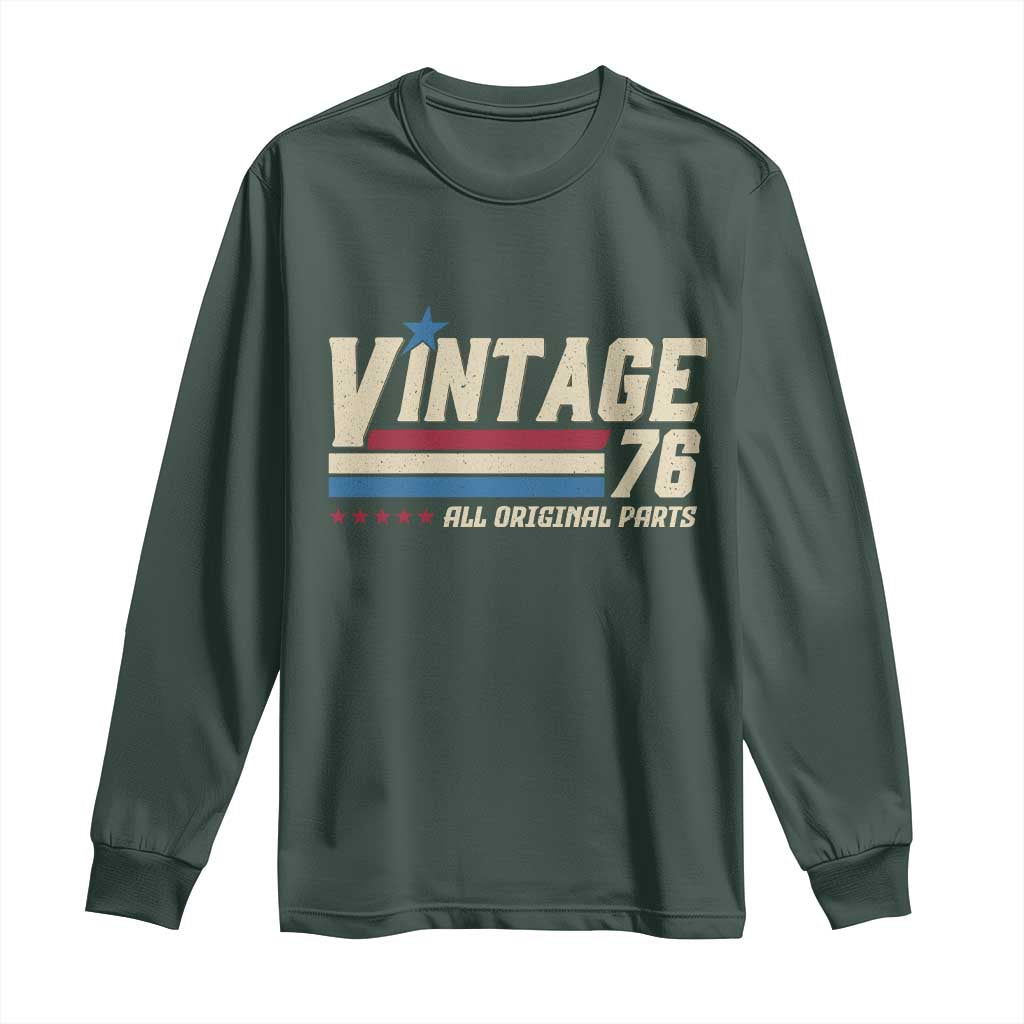 Vintage 76 All Original Parts Long Sleeve Shirt Retro Stripe Patriotic 50th Birthday TS02 Dark Forest Green Print Your Wear