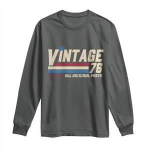 Vintage 76 All Original Parts Long Sleeve Shirt Retro Stripe Patriotic 50th Birthday TS02 Dark Heather Print Your Wear