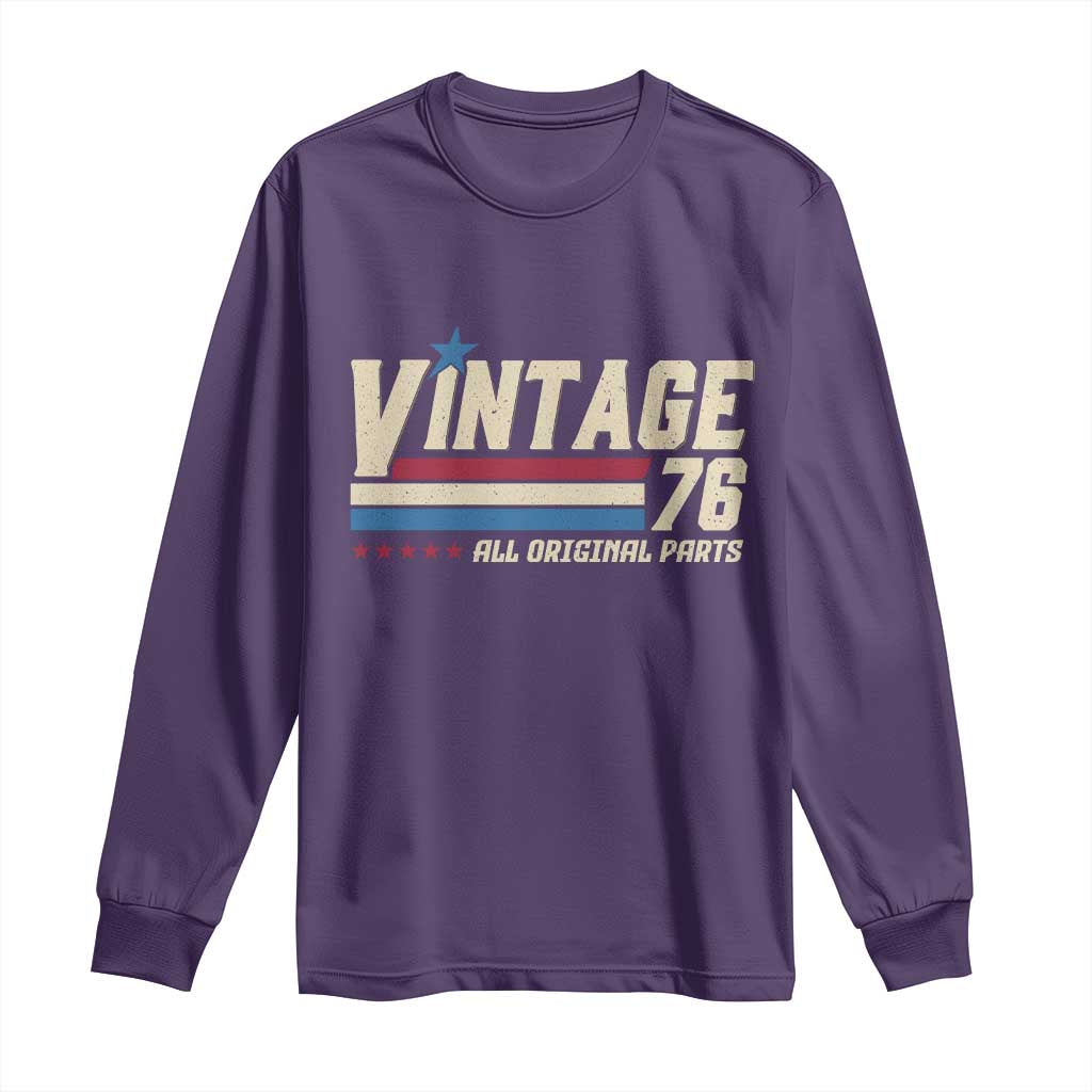 Vintage 76 All Original Parts Long Sleeve Shirt Retro Stripe Patriotic 50th Birthday TS02 Purple Print Your Wear