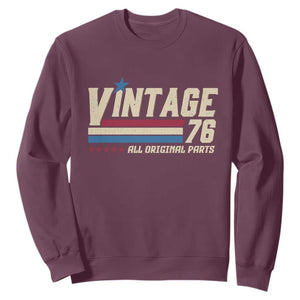 Vintage 76 All Original Parts Sweatshirt Retro Stripe Patriotic 50th Birthday TS02 Maroon Print Your Wear
