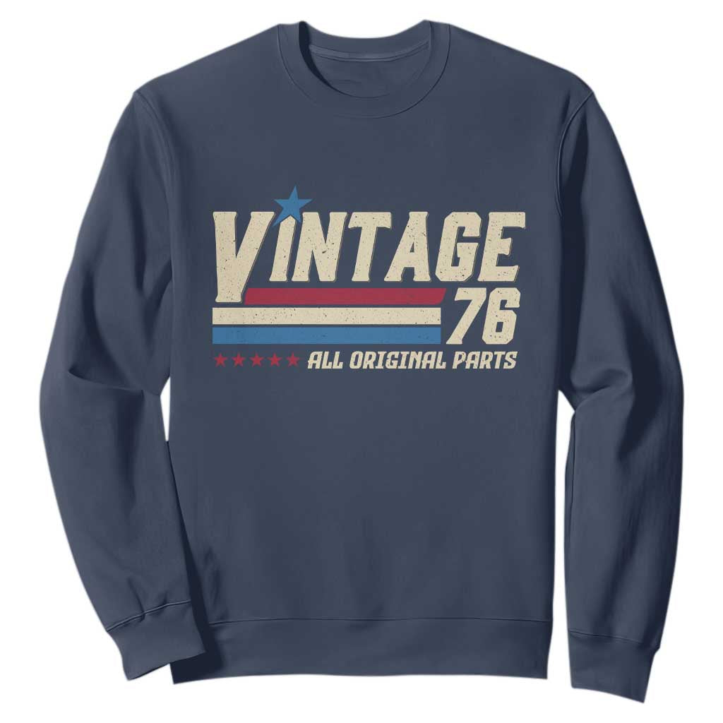 Vintage 76 All Original Parts Sweatshirt Retro Stripe Patriotic 50th Birthday TS02 Navy Print Your Wear