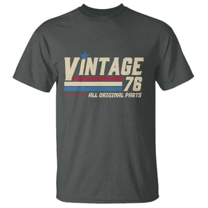 Vintage 76 All Original Parts T Shirt Retro Stripe Patriotic 50th Birthday TS02 Dark Heather Print Your Wear