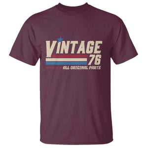 Vintage 76 All Original Parts T Shirt Retro Stripe Patriotic 50th Birthday TS02 Maroon Print Your Wear