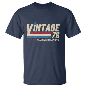Vintage 76 All Original Parts T Shirt Retro Stripe Patriotic 50th Birthday TS02 Navy Print Your Wear