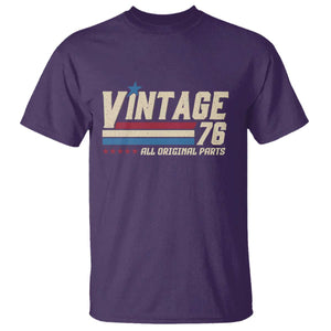 Vintage 76 All Original Parts T Shirt Retro Stripe Patriotic 50th Birthday TS02 Purple Print Your Wear